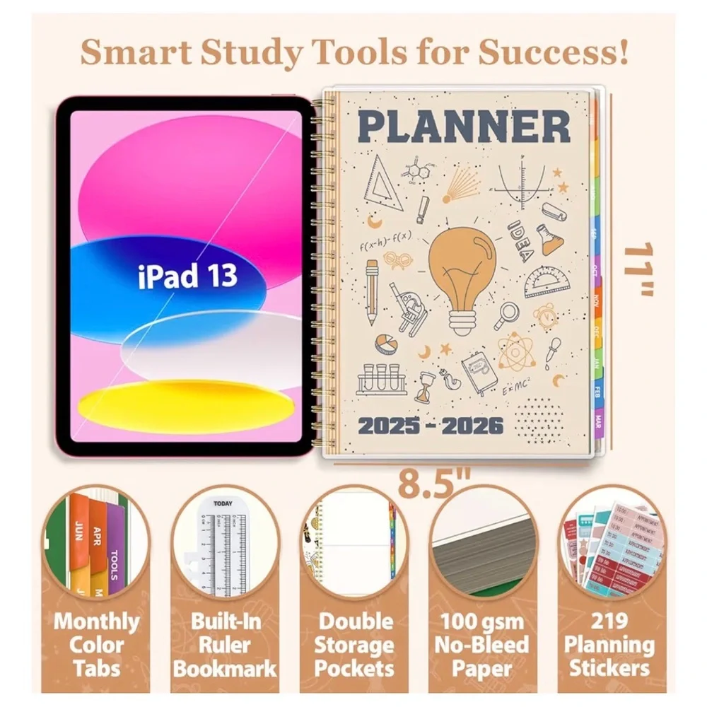 New 2025-2026 Spiral Planner with Tabs
